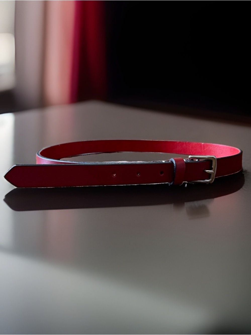 Coach Red Leather Belt 30-34 Made in Italy Silver Buckle Genuine Leather